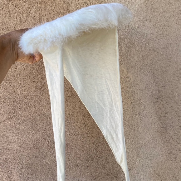 VTG 1940s Off White Wool Rabbit Fur Turban Platter Hat OS - Picture 7 of 10